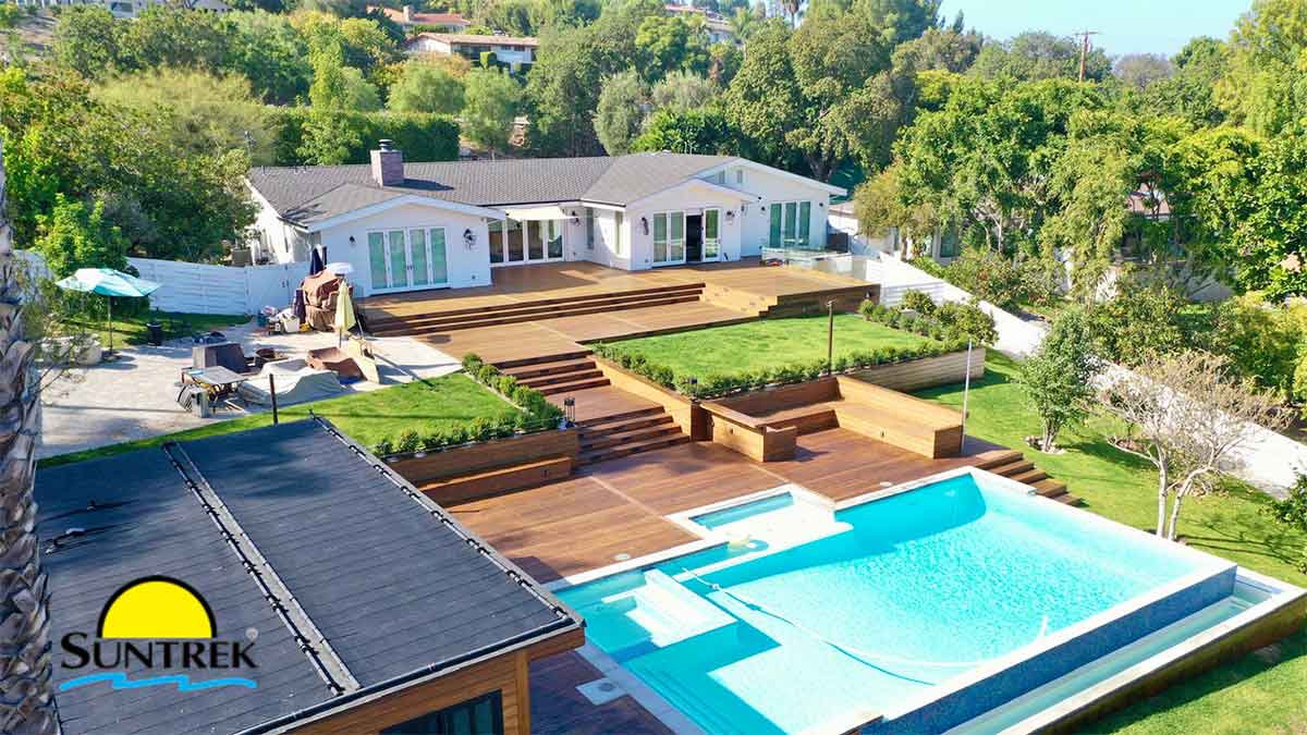 Residential house with rooftop solar panels