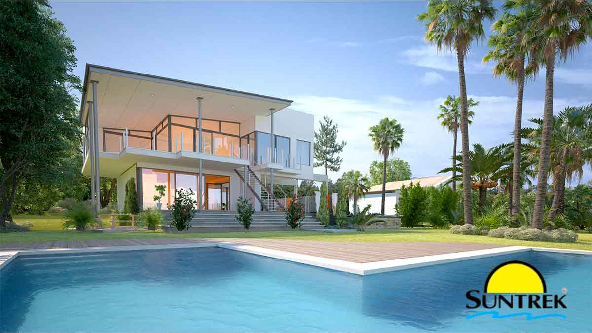 Contemporary house featuring a pool