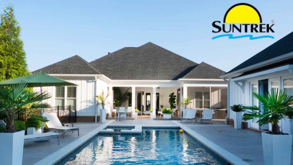 California residential home featuring a backyard swimming pool