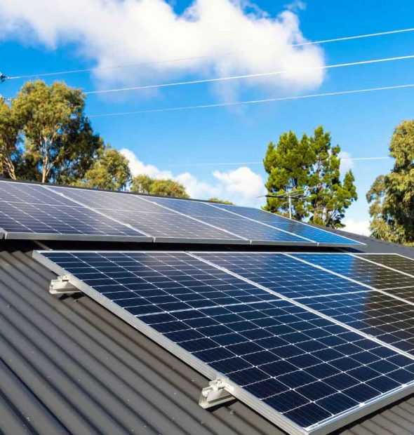 Solar panels installed on a residential rooftop.